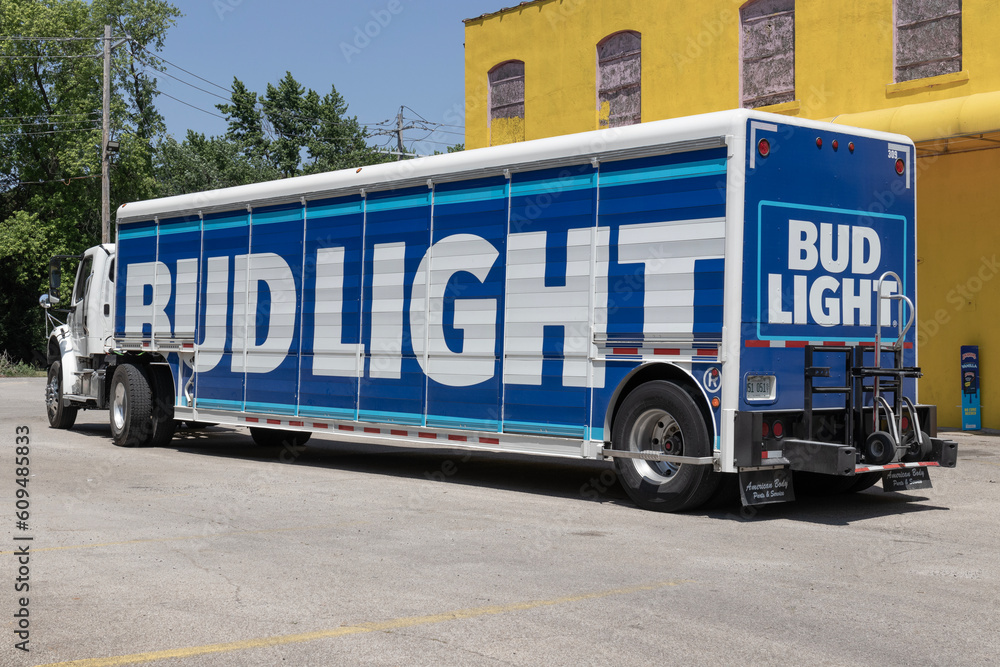 Bud Light beer delivery truck. Budweiser is part of AB InBev, the