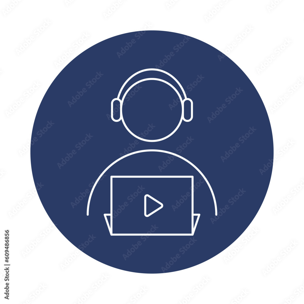 man, computer, laptop, headphone, customer services icon man, computer, laptop, headphone, customer services icon