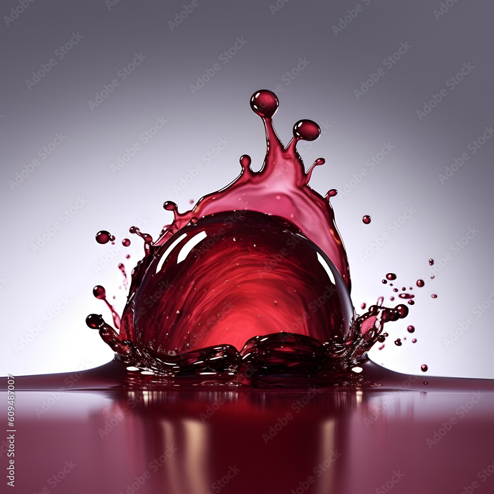 Dynamic Wine Droplet Impact, Liquid Explosion, drink's Art, Fluid
