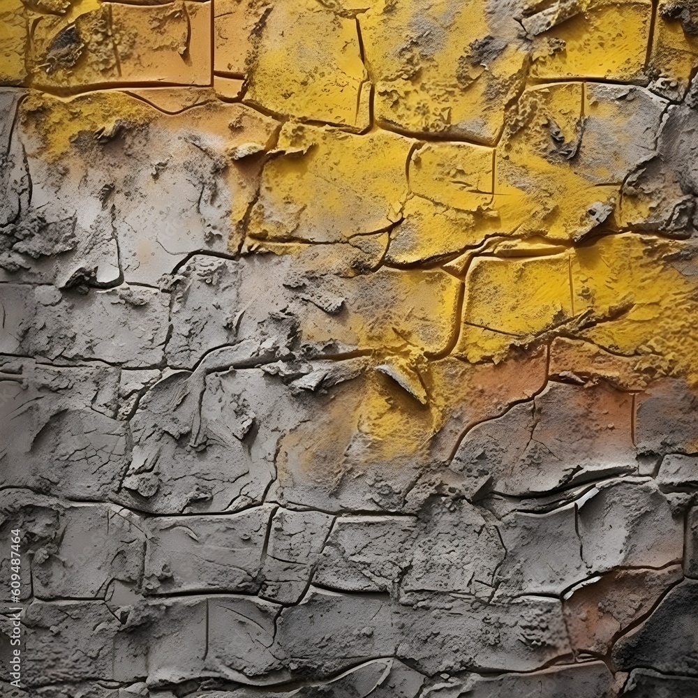grey and yellow wall paint peeling off