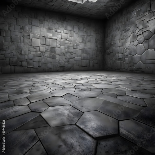 concrete wall and floor in an empty grey room
