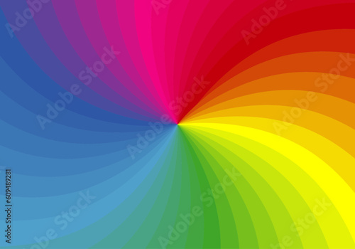 Espiral de colores, rojo, naranja, amarillo, verde, azul y morado o violeta. Bandera LGTBI con espiral de colores