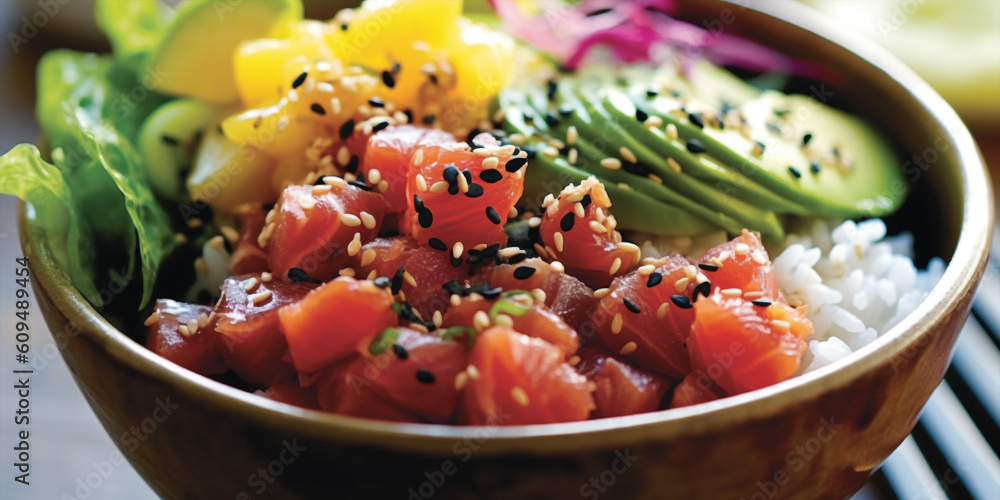 Hawaiian Poke Bowl Build a colorful bowl with a base of sushi rice or