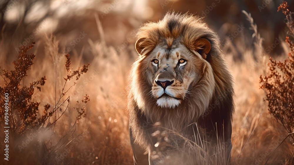 Portrait of a Lion in the Savanna Portrait of a Lion in the Savanna