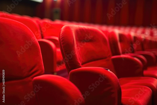 Theater Temptation: Red Velvet Seats Left Empty. Generative AI