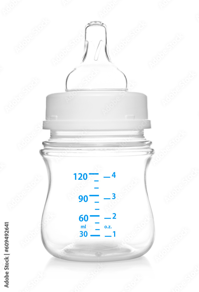 Baby bottle for milk . Isolated on white background Baby bottle for milk . Isolated on white background