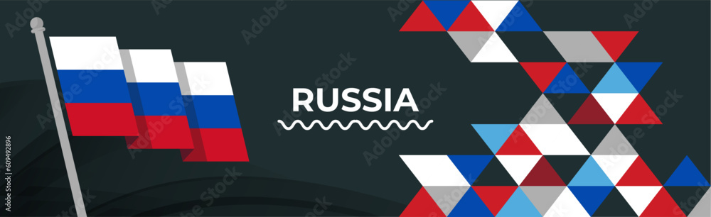 Russian Banner Pattern Russia national day banner design. Russian flag theme graphic triangle ...