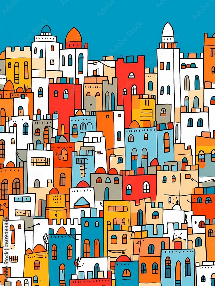 illustration of New Delhi India, line art style - Generated by Generative AI illustration of New Delhi India, line art style - Generated by Generative AI