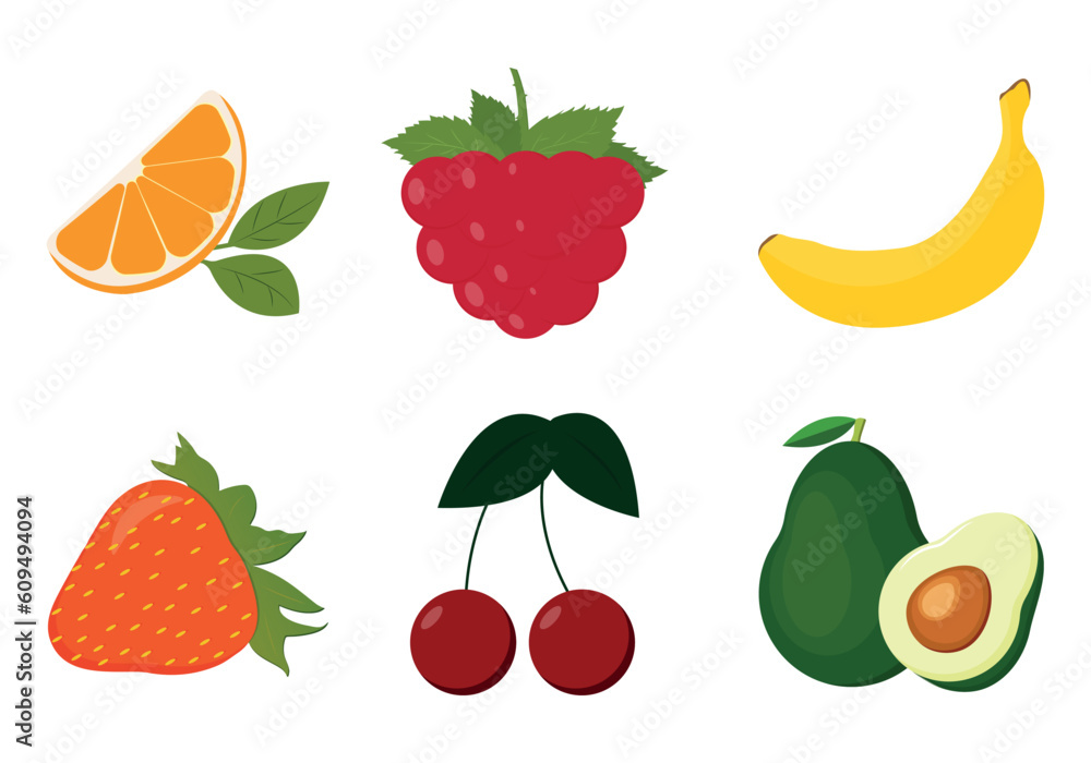 set of fruits and berries set of fruits and berries