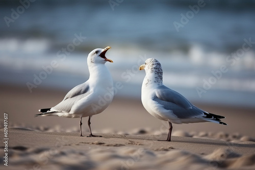 Two Seagulls on a Beach, Generative AI