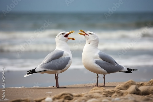 Two Seagulls on a Beach, Generative AI