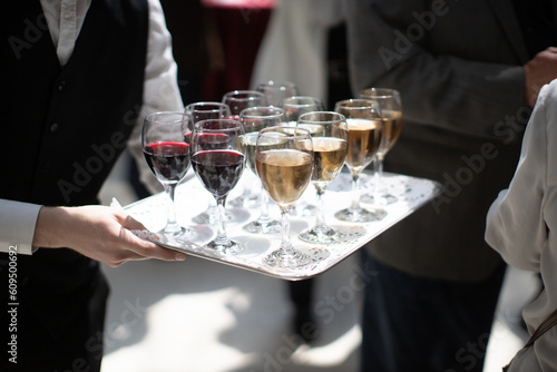 Картината върху платно waiter offering wine at party