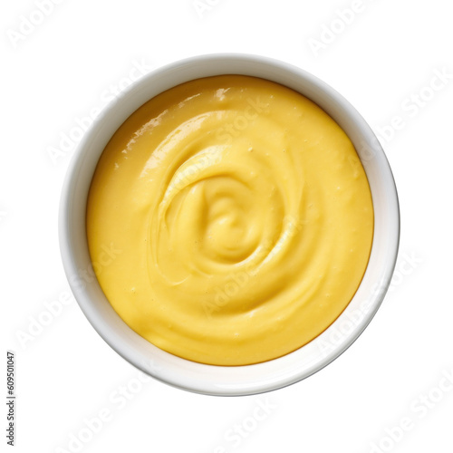 Bowl of Mustard Isolated on a Transparent Background. Generative AI