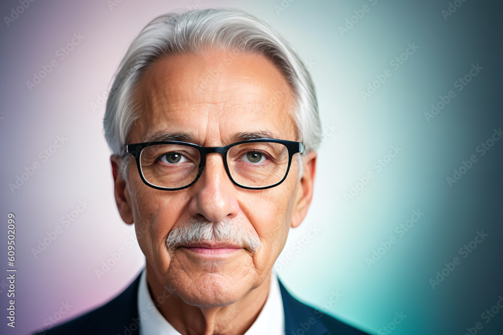 Aged researcher on chalkboard background. Age, intelligence, science concept created with generative AI. Aged researcher on chalkboard background. Age, intelligence, science concept created with generative AI.