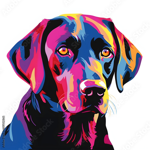 black Labrador retriever simple vector image white background pop art style natural colors simple