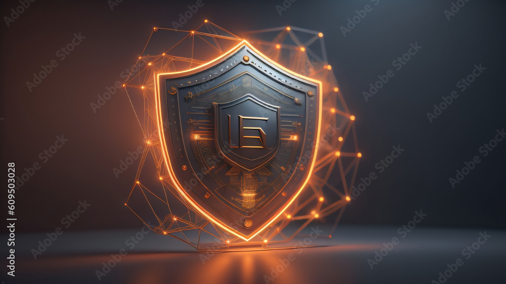 Fototapeta premium Illustration of a high-tech security system shield