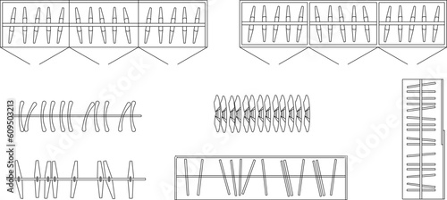 Vector illustration sketch of wardrobe for dressing room top view