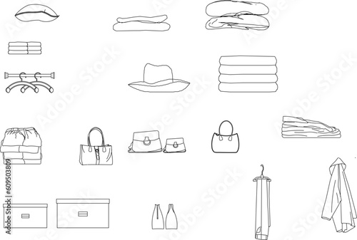 Vector illustration sketch of wardrobe for dresser in room for sale window display