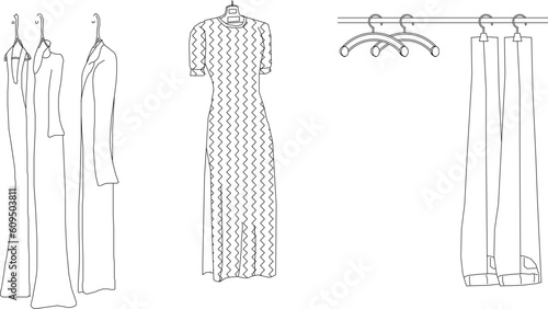 Vector illustration sketch of wardrobe for dresser in room for sale window display