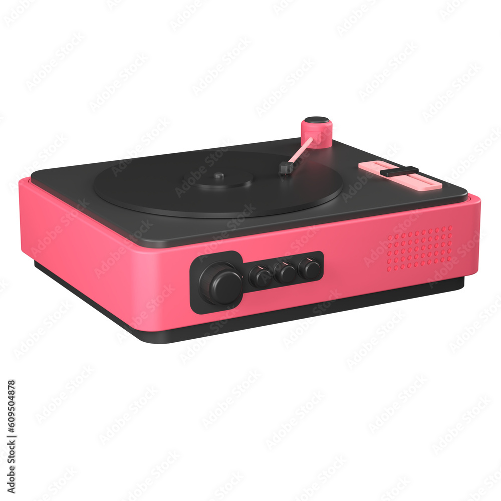 Fototapeta premium 3D rendering of a retro vynil record player illustration