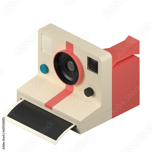 3D rendering of an isometric retro camera illustration