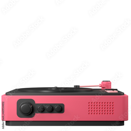 3D rendering of a retro vynil record player illustration