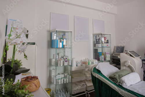 Medical equipment and equipment for beauty salons. Laser systems and devices for aesthetic medicine and surgery. Cosmetology devices.Green color.