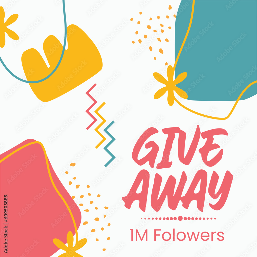 Fototapeta premium Give away minimalist square banner template. Suitable for social media posts, flyer,backgroud and web internet ads