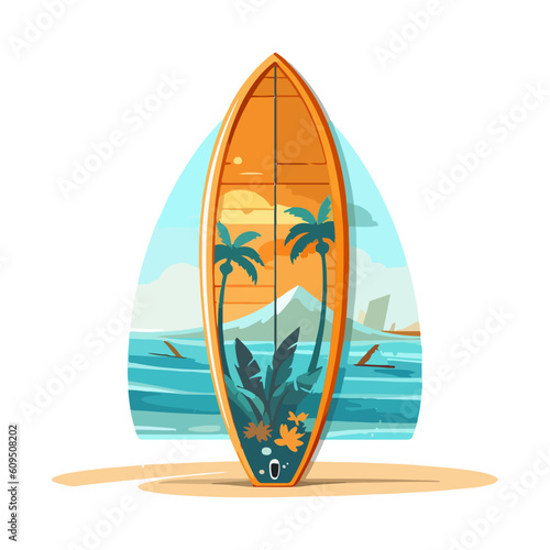 surfing on the beach surfboard vector, summer activity beach