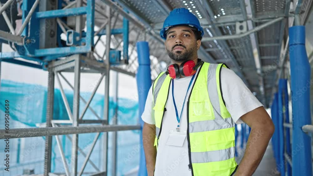 African american man builder smiling confident standing with arms crossed gesture at street African american man builder smiling confident standing with arms crossed gesture at street