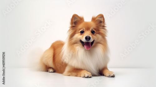 Adorable dog on a white background in different poses. Dog for advertisement. Bottomless dog. Puppy with white background. AI generated image.  © Moon Project