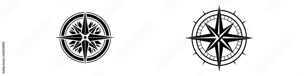 Compass icons on white background. Vector illustration isolated on white background