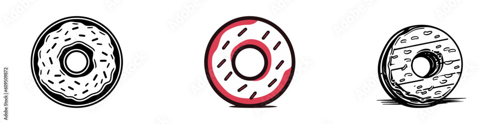 Donut vector set isolated on a white background. Donut collection Donut vector set isolated on a white background. Donut collection
