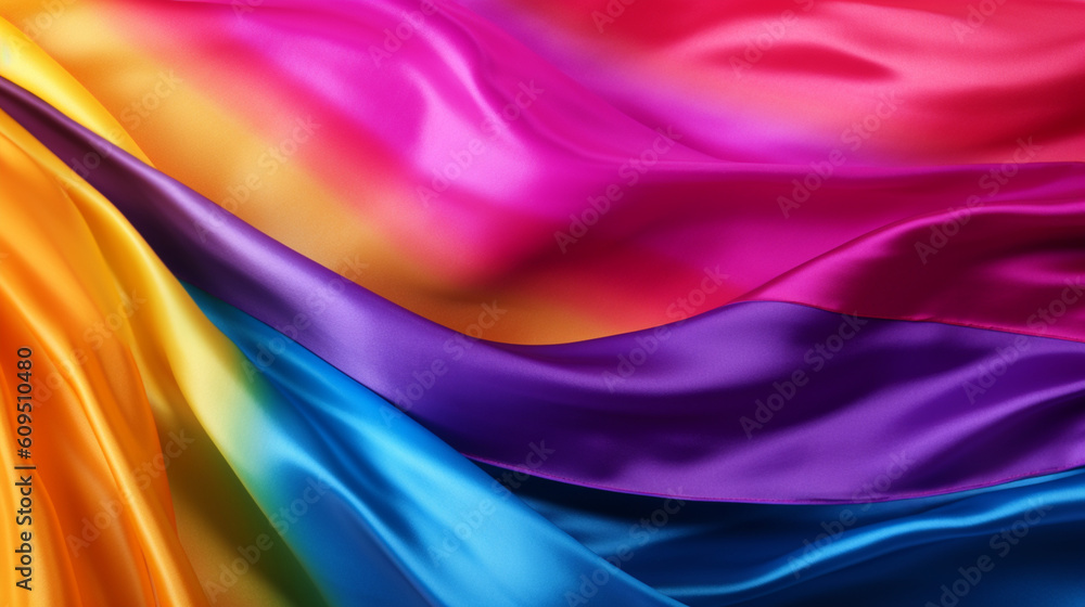 Fototapeta premium Silk with the colors of the lgtbi flag. Silk texture with great definition. AI generated image.