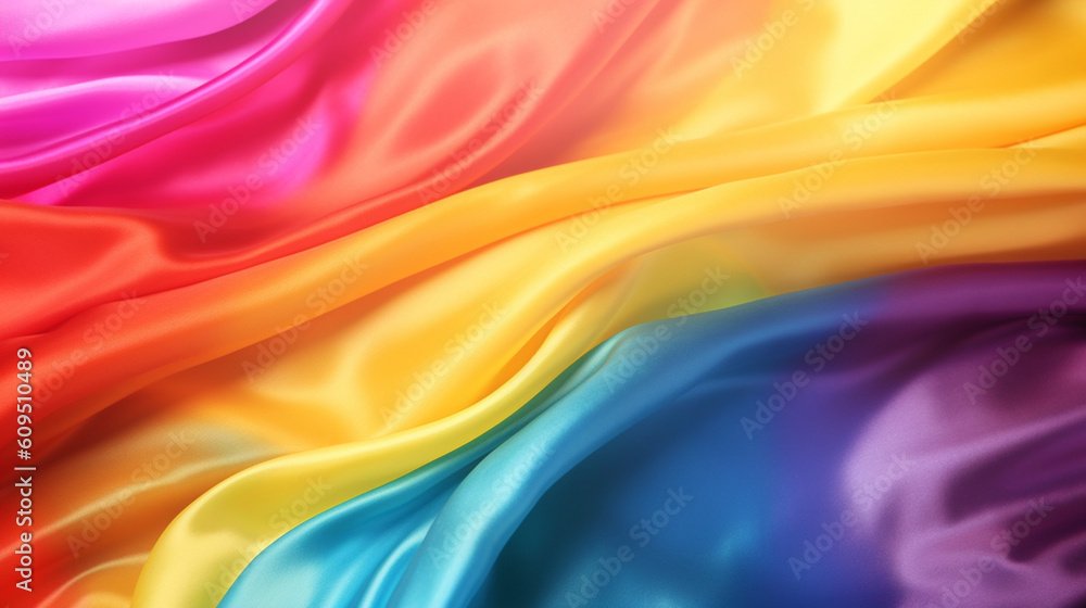 Silk with the colors of the lgtbi flag. Silk texture with great definition. AI generated image. Silk with the colors of the lgtbi flag. Silk texture with great definition. AI generated image.