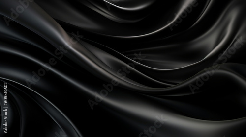 Black silk fabric. Silk texture with great definition. AI generated image.
