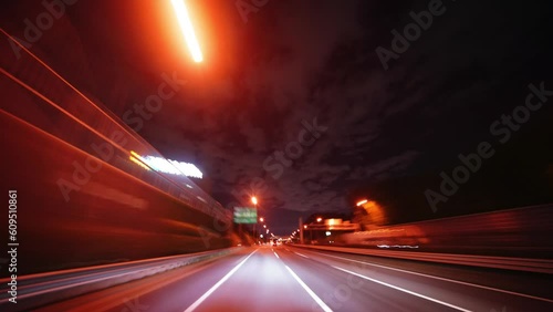 Midnight Symphony: Nighttime Timelapse of Tokyo's Iconic Tomei Expressway photo