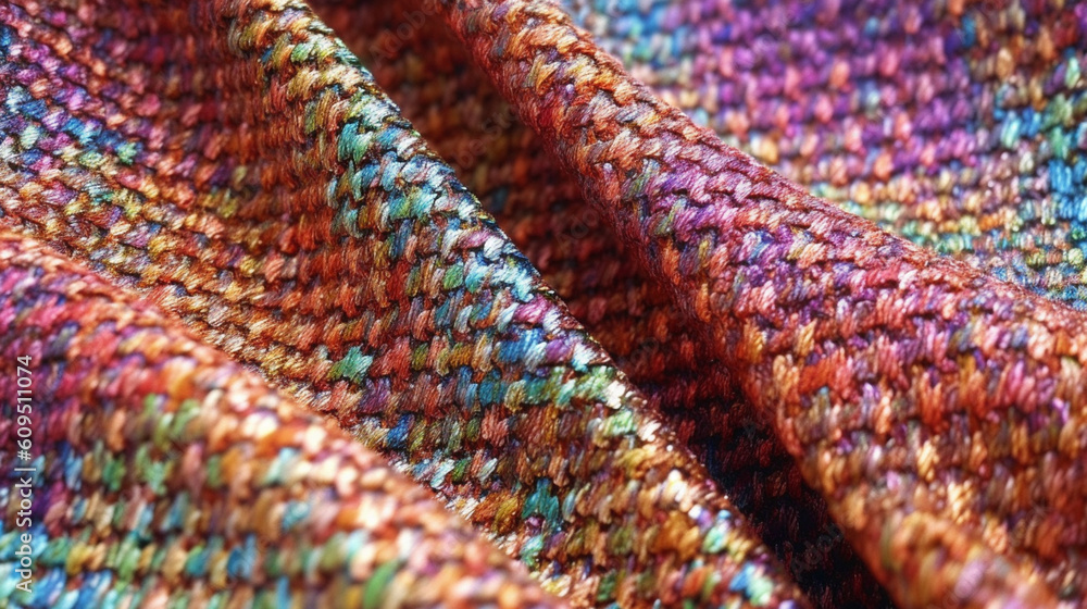 Multicolor tweed fabric. Highly defined tweed texture. AI generated image.