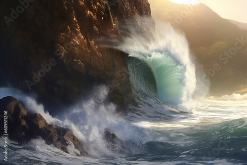 Surfing Swimming and Sea Travel Exploration in the Serene Waters of Honolulu Hawaii Gold Coast Sea Water Sport Surfer Windsurfing Kitesurfing Vacation Ocean Water Nature Landscape Beach Generative AI