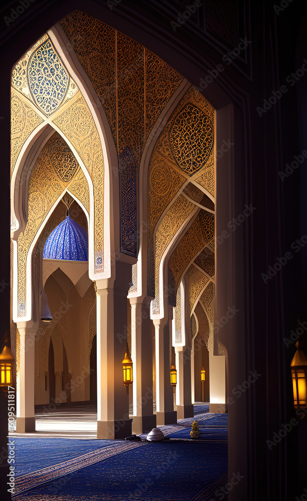 Modern design mosque of Islamic - Created with Generative AI Technology
