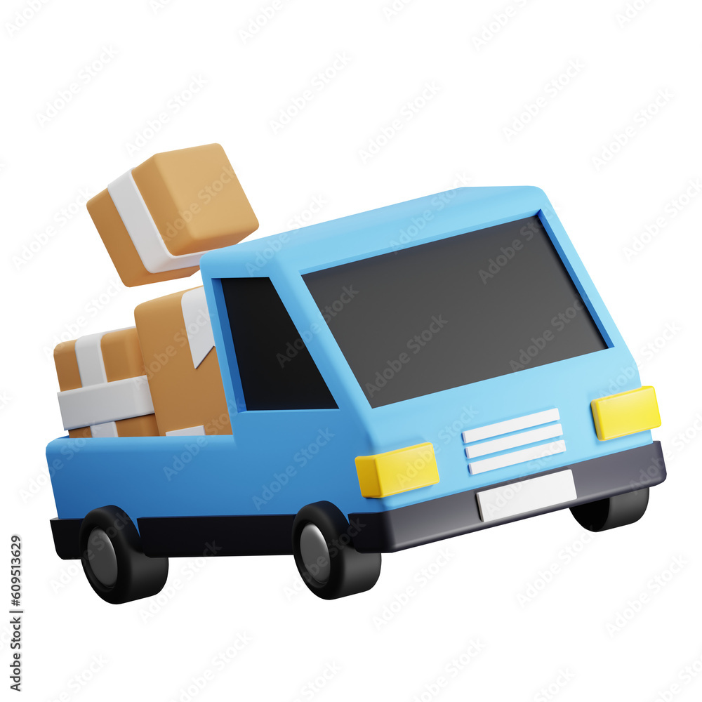 3d pickup car icon, online retail and e-commerce concept 3d pickup car icon, online retail and e-commerce concept