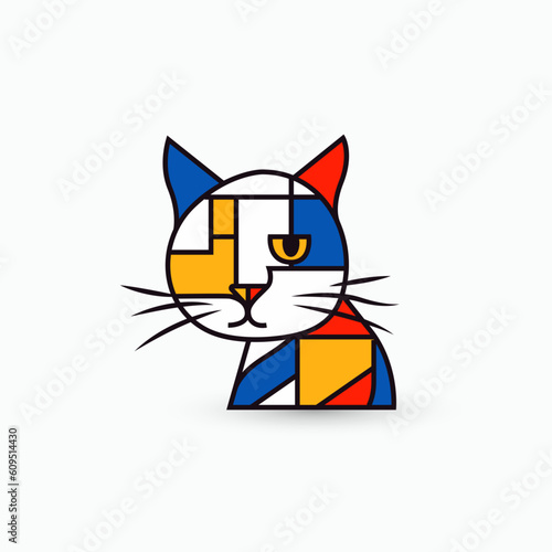 Abstract Cat Mascot Collection - Geometric Style Logo for Art and Branding. Vector logo.
