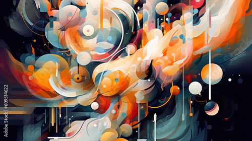 Abstract artwork with colorful paints