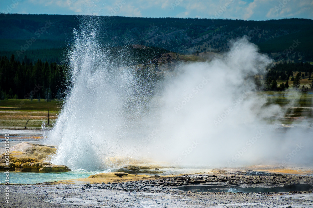 Close Up Of The Spray From Fountain Geyser Activity