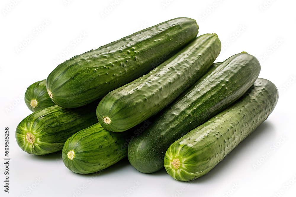 Product photo of cucumbers on a white studio background generative ai Product photo of cucumbers on a white studio background generative ai