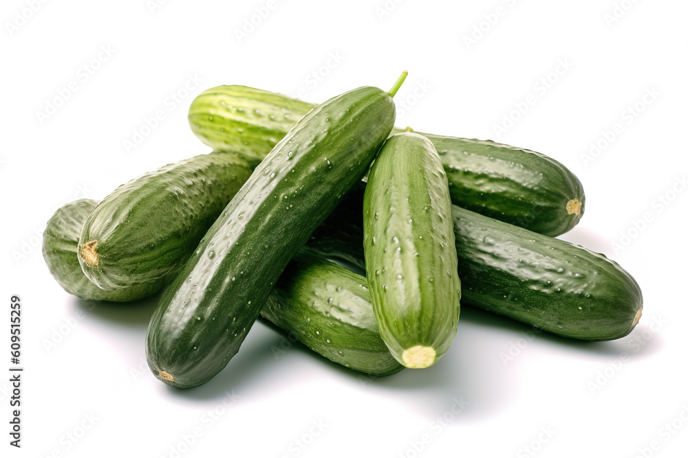 Product photo of cucumbers on a white studio background generative ai Product photo of cucumbers on a white studio background generative ai