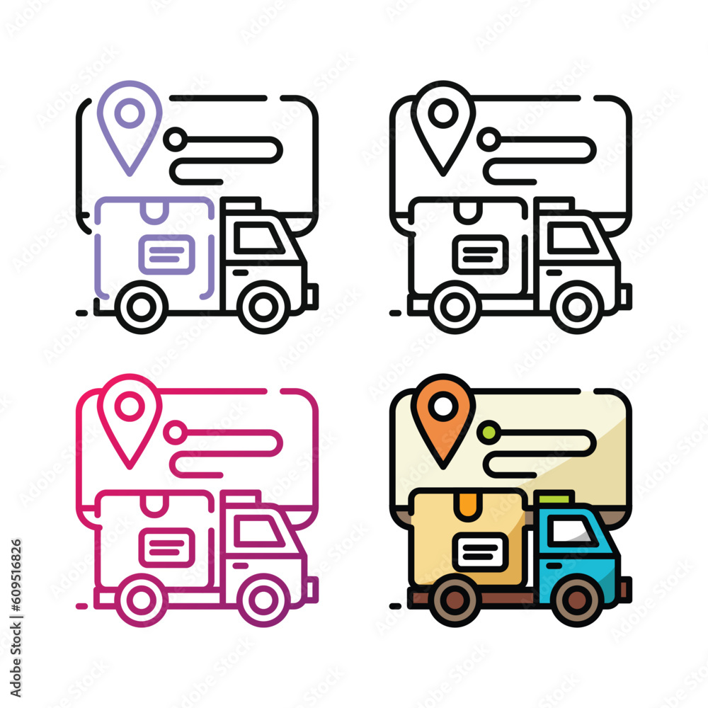 Shipment icon design in four variation color
