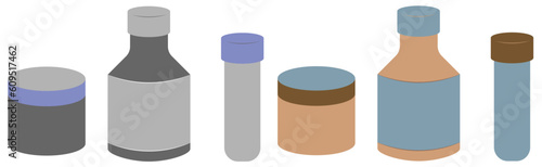 Illustration of cosmetic bottles and jar (ID: 609517462)