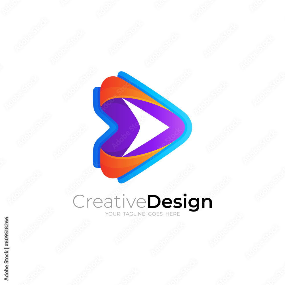 Play logo and colorful design technology, audio icon colorful Play logo and colorful design technology, audio icon colorful