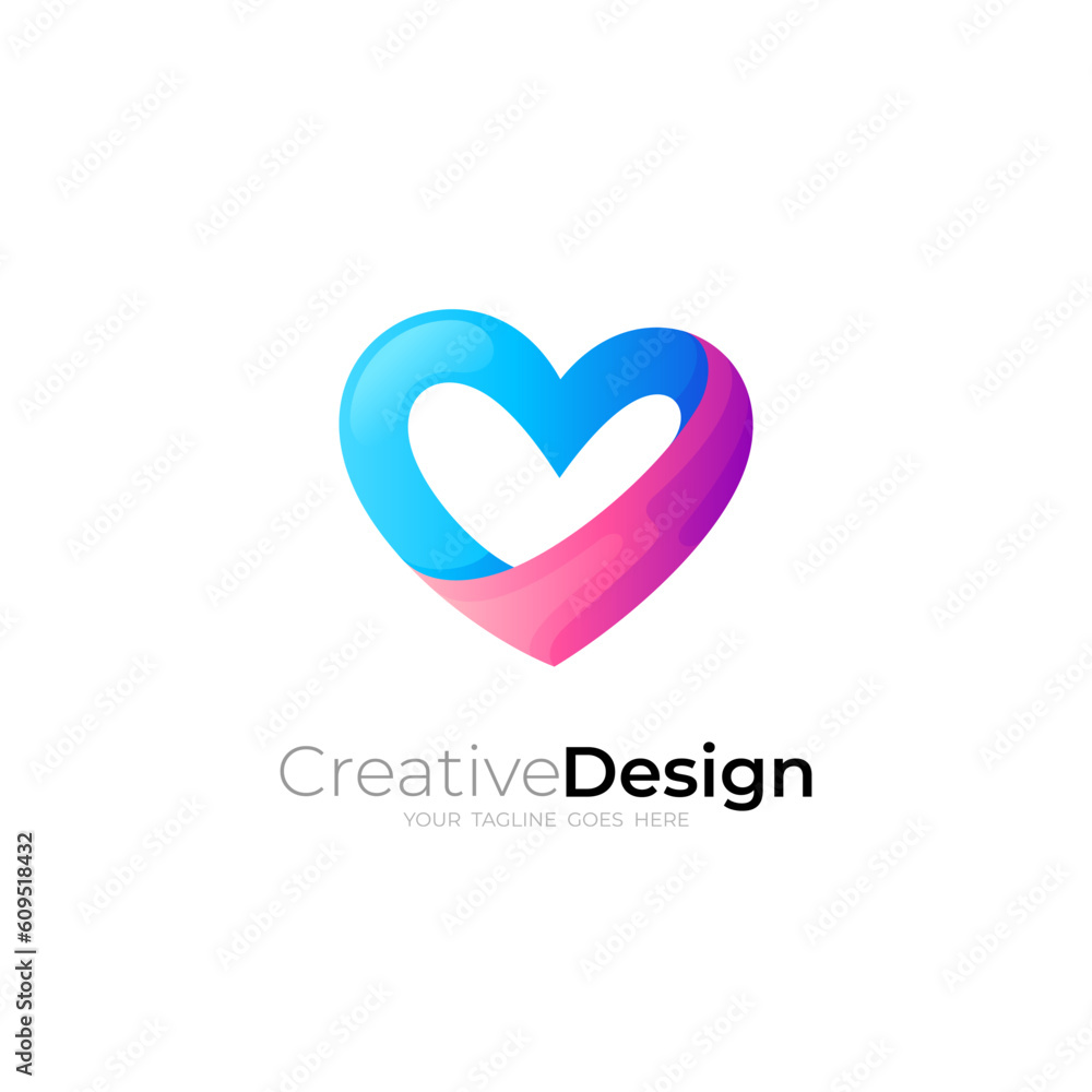 Abstract heart logo with simple design, colorful style